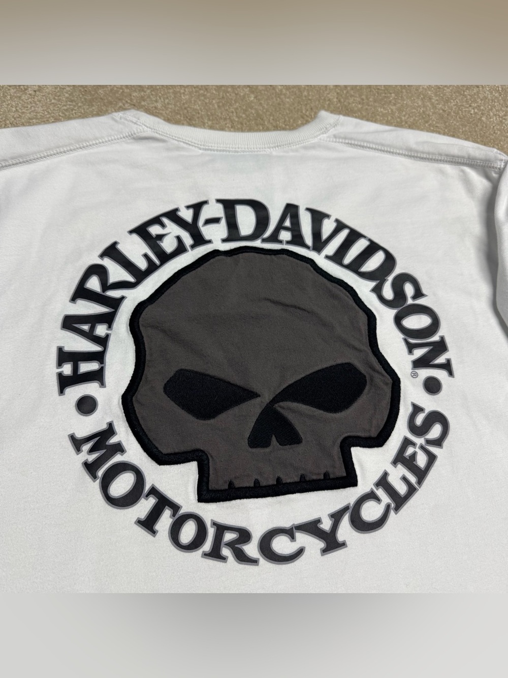 Harley Davidson White Skull Long Sleeve Shirt Men’s Large Ride Motorcycle Biker - Picture 2 of 11